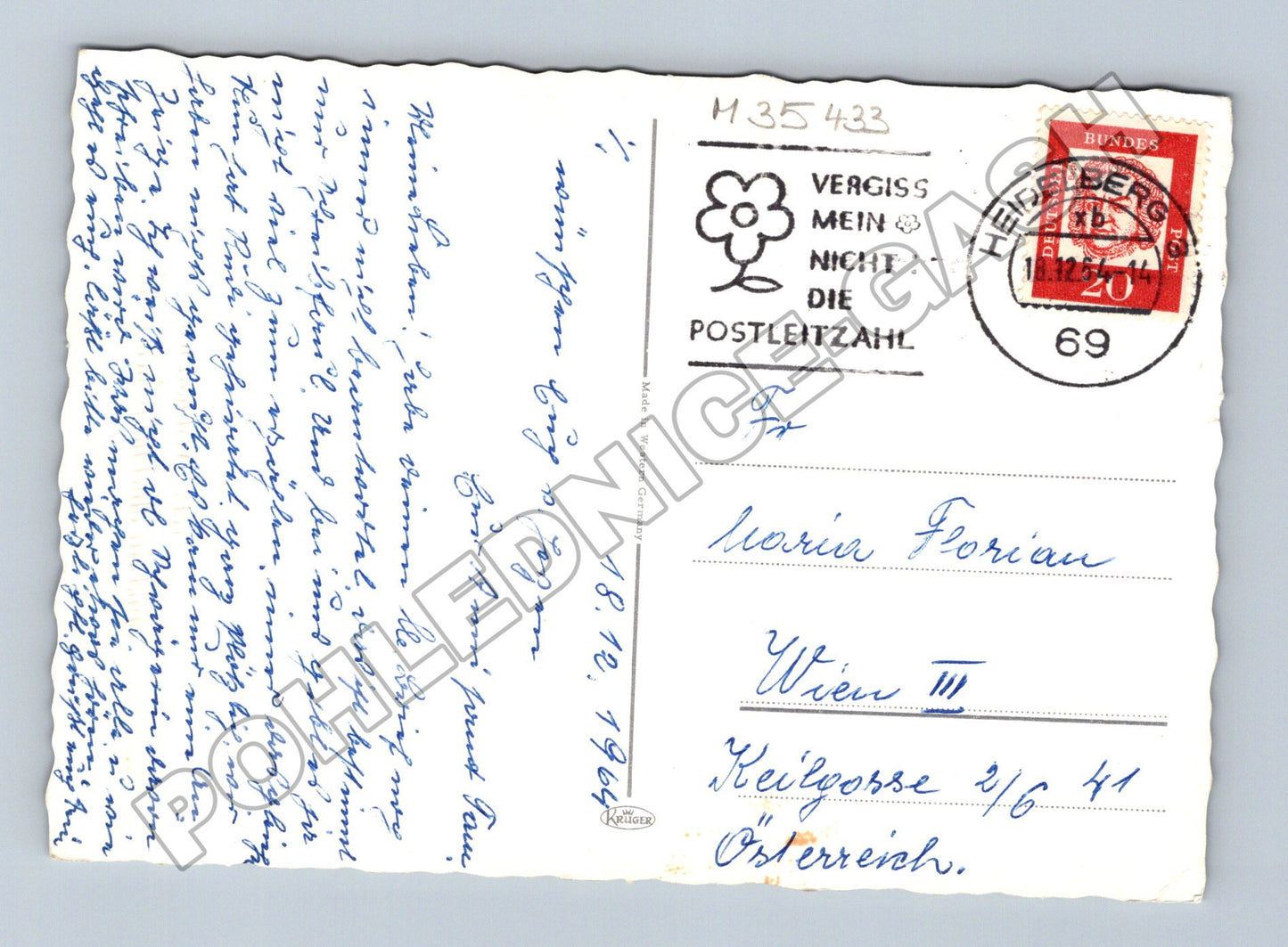 Pohlednice Německo vánoční motiv zimní krajina 1964 (M35433)