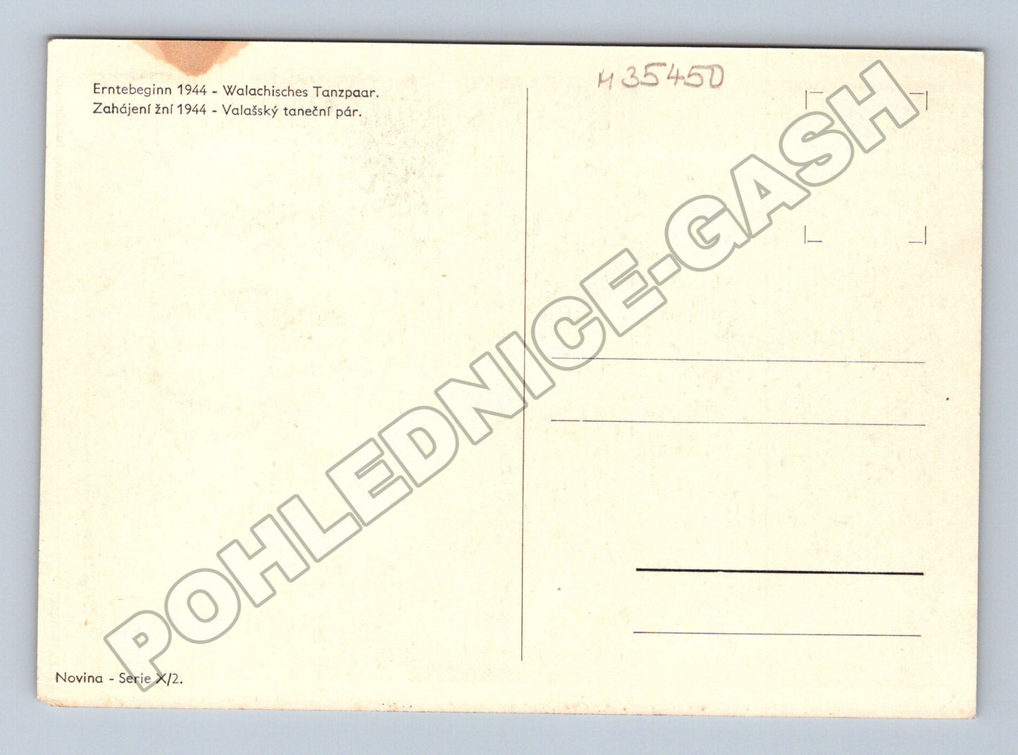 Pohlednice Valašský taneční pár, zahájení žní 1944 (M35450)