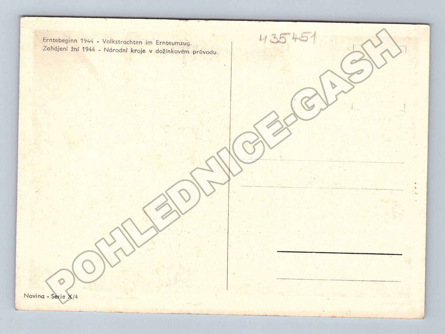 Pohlednice Národní kroje dožínkový průvod 1944 (M35451)