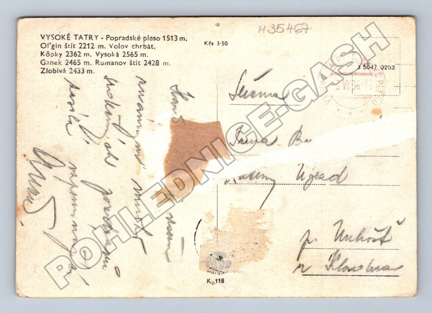 Pohlednice Slovensko Popradské pleso Vysoké Tatry 1956 (M35467)