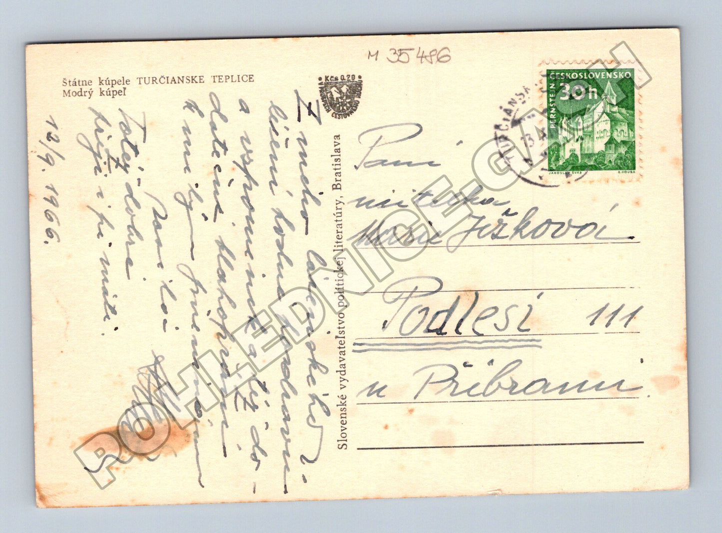 Pohlednice Slovensko Turčianske Teplice Modrý kúpeľ 1966 (M35486)