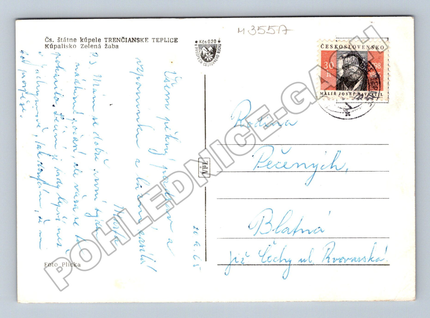 Pohlednice Slovensko Trenčianske Teplice Zelená Žaba 1965 (M35517)
