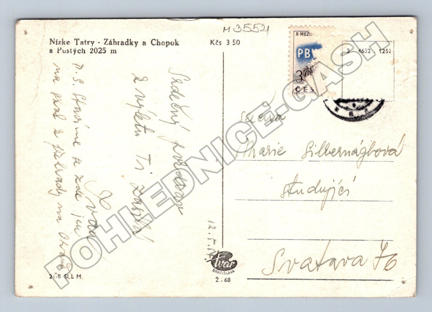 Pohlednice Slovensko Nízké Tatry Chopok 1968 (M35521)