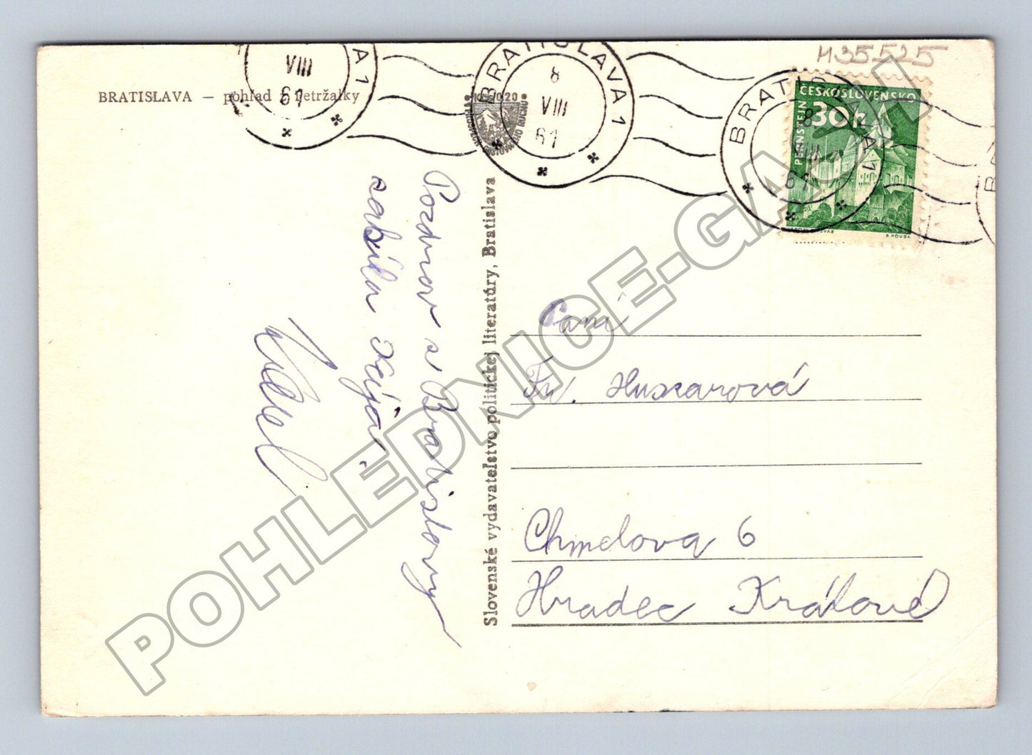Pohlednice Slovensko Bratislava hrad Dunaj 1947 (M35525)