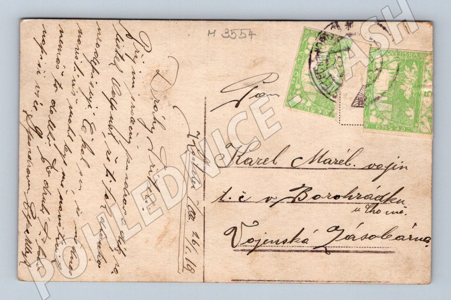 Postcard, period pair, Czechoslovakia, sent (M3554)