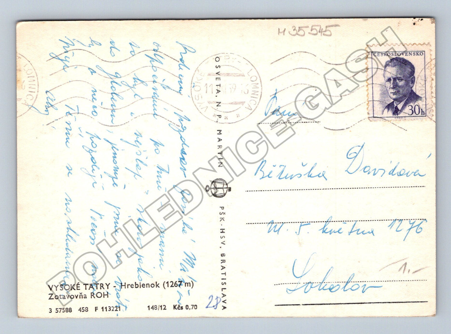 Pohlednice Slovensko Vysoké Tatry Hrebienok Zotavovňa ROH (M35545)