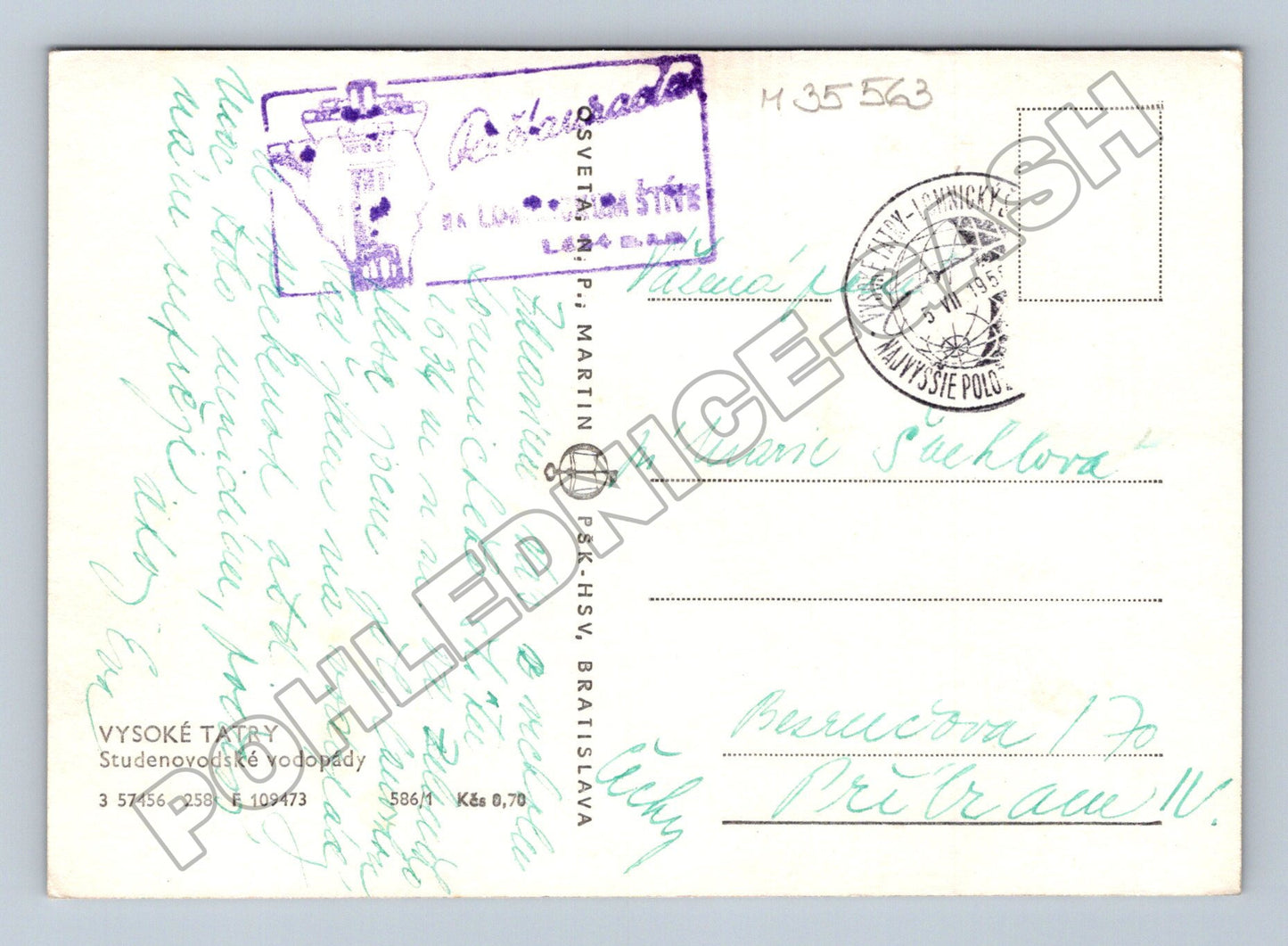 Pohlednice Slovensko Vysoké Tatry Studenovodské vodopády 195X (M35563)