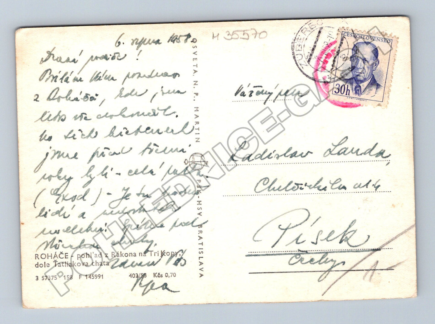 Pohlednice Slovensko Roháče Tatliakova chata 1950 (M35570)