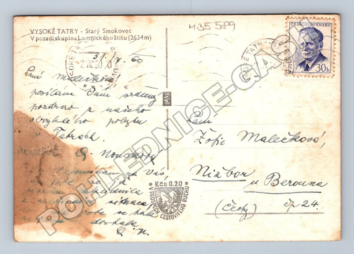 Pohlednice Slovensko Starý Smokovec Lomnický štít 1960 (M35589)