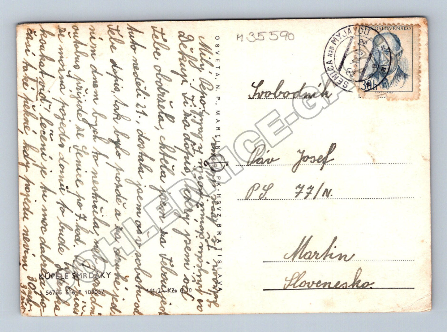 Pohlednice Slovensko Smrdáky lázně budova 194x (M35590)