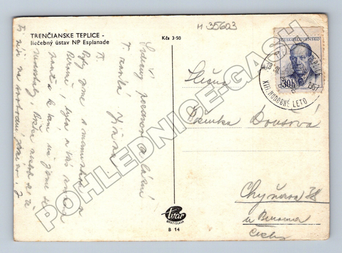 Pohlednice Slovensko Trenčianske Teplice Esplanade 1957 (M35603)