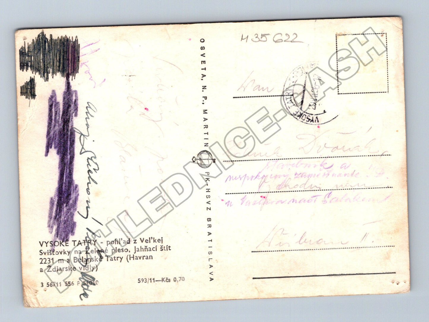Pohlednice Slovensko Vysoké Tatry pleso hory 1950 (M35622)