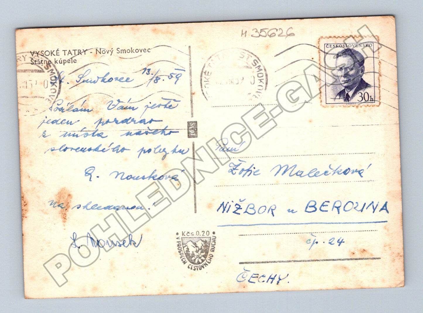 Pohlednice Slovensko Nový Smokovec Vysoké Tatry 1959 (M35626)