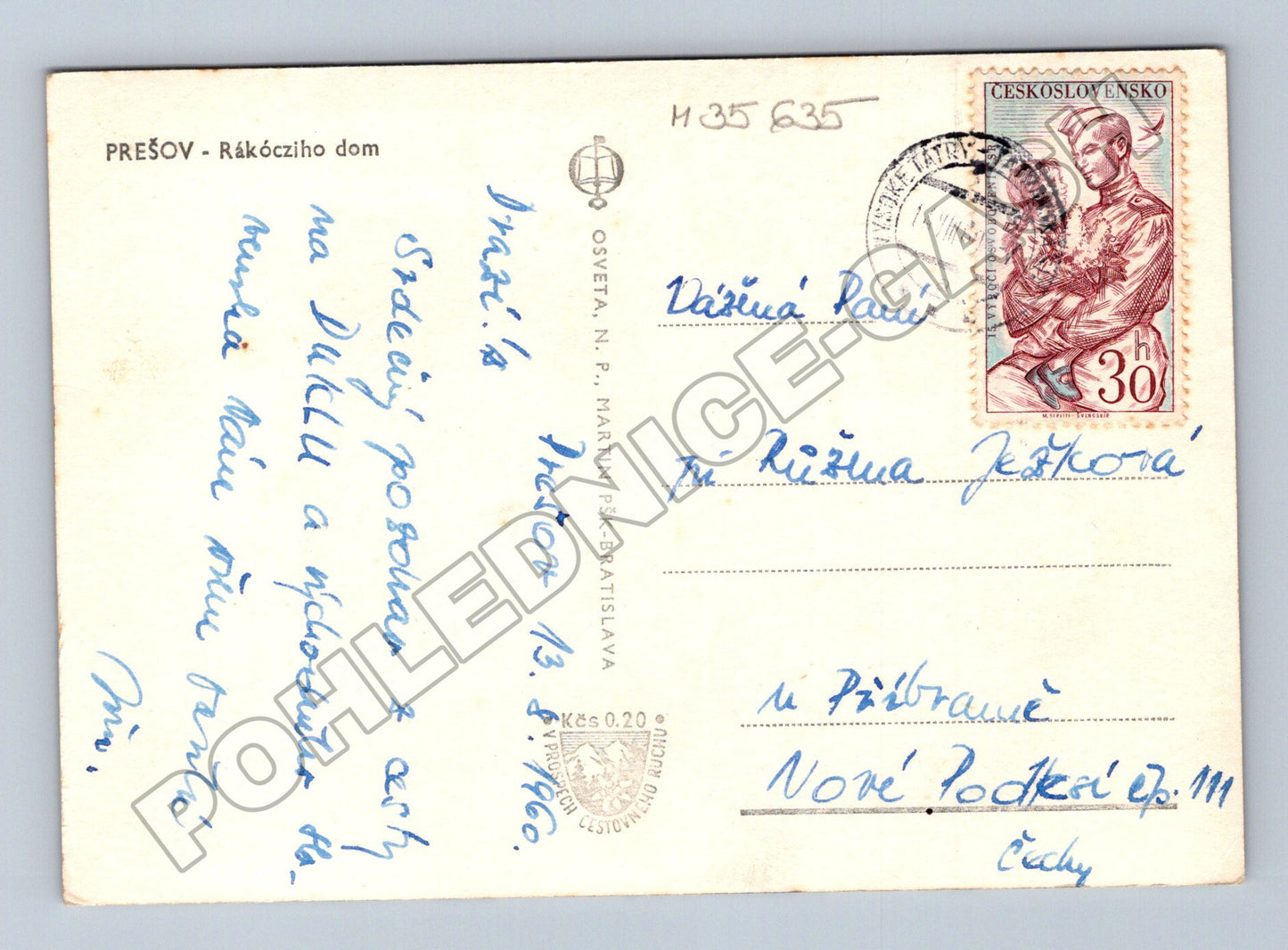 Pohlednice Slovensko Prešov Rákócziho dom 1960 (M35635)