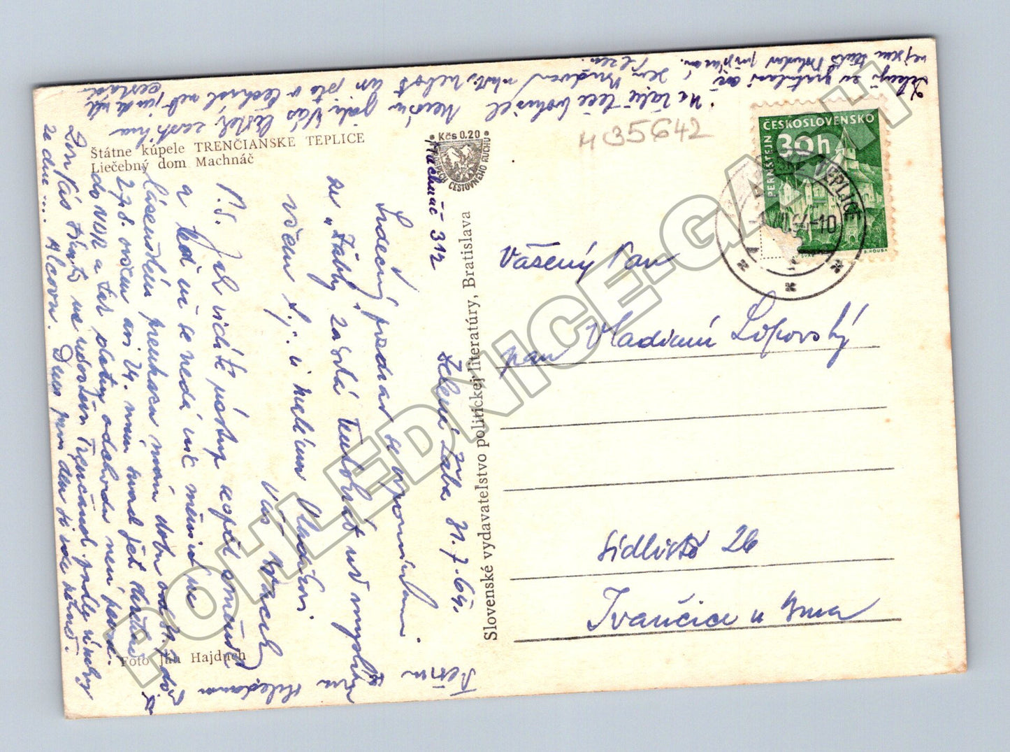 Pohlednice Slovensko Trenčianske Teplice Machnáč 1969 (M35642)
