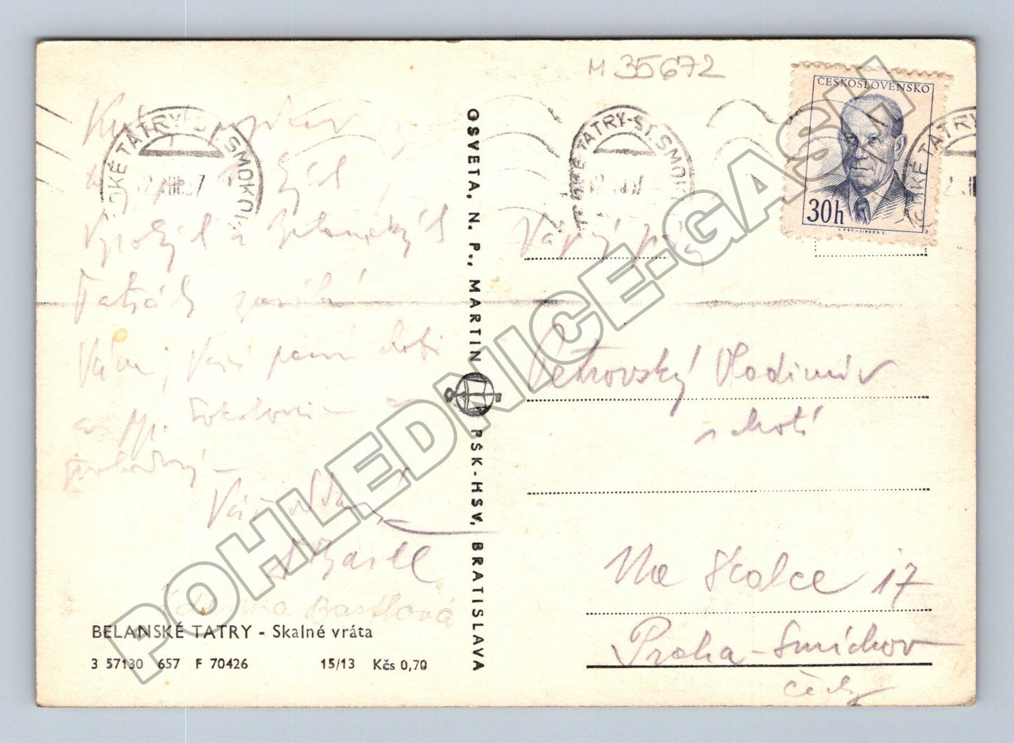 Pohlednice Slovensko Belanské Tatry Skalné vráta 195x (M35672)
