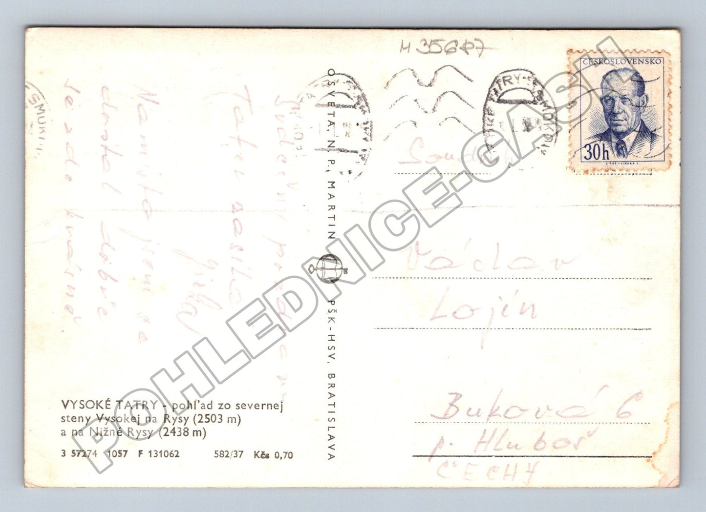 Pohlednice Slovensko Vysoké Tatry Rysy (M35687)