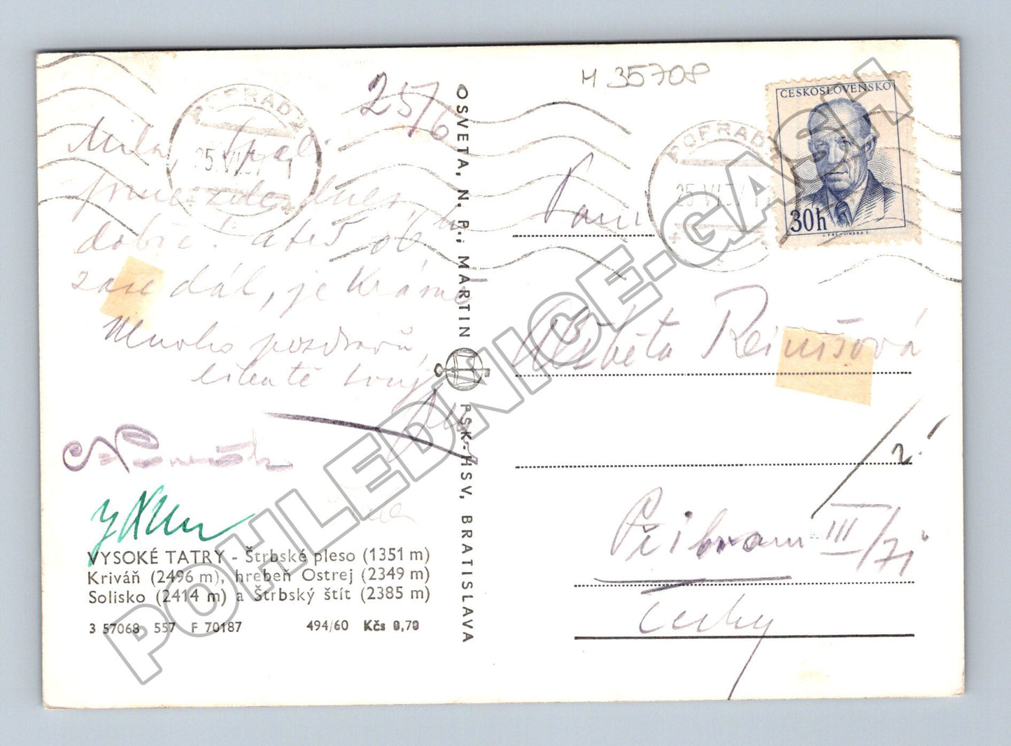 Pohlednice Slovensko Vysoké Tatry Štrbské pleso 1947 (M35708)