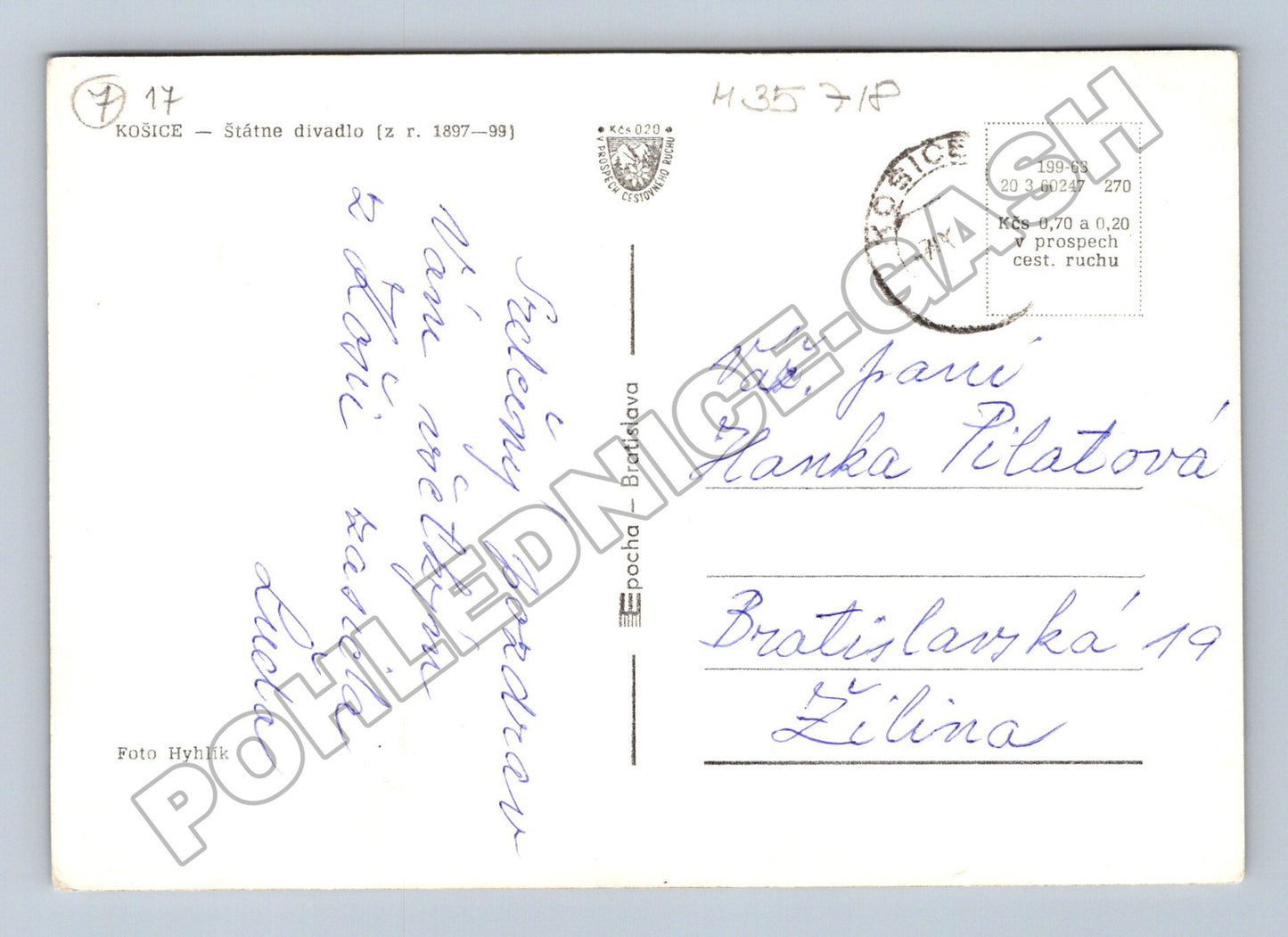 Pohlednice Slovensko Košice Státní divadlo fontána 1963 (M35718)