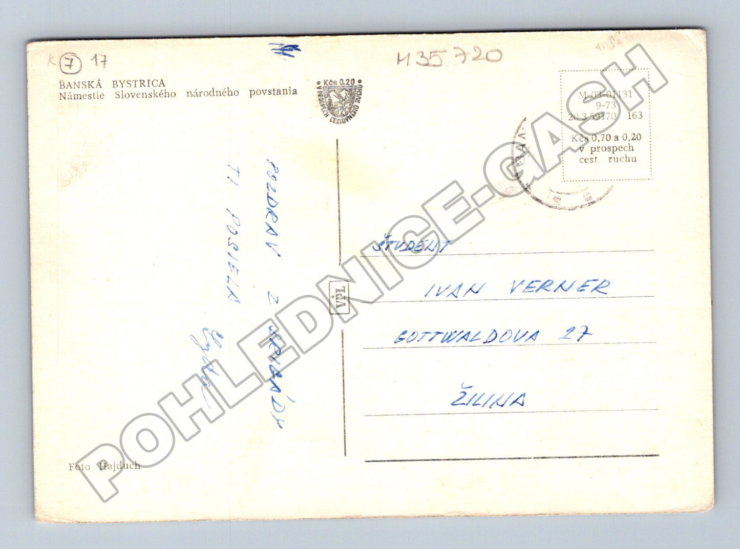 Pohlednice Slovensko Banská Bystrica Námestie SNP noc 1973 (M35720)