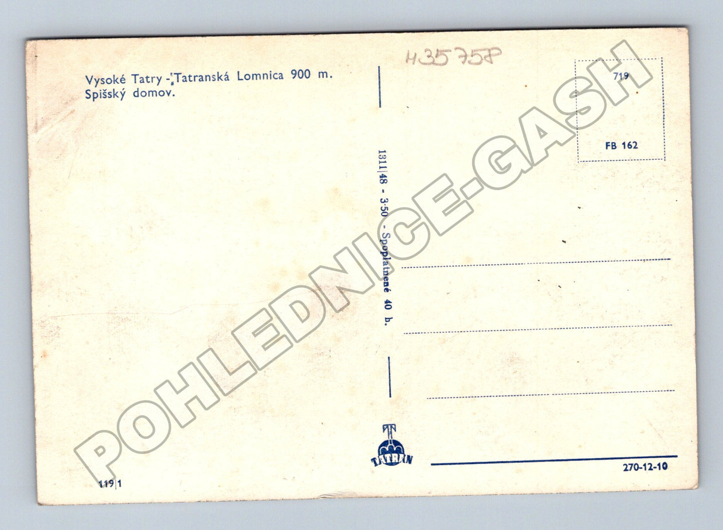 Pohlednice Slovensko Tatranská Lomnica Spišský domov 1948 (M35758)