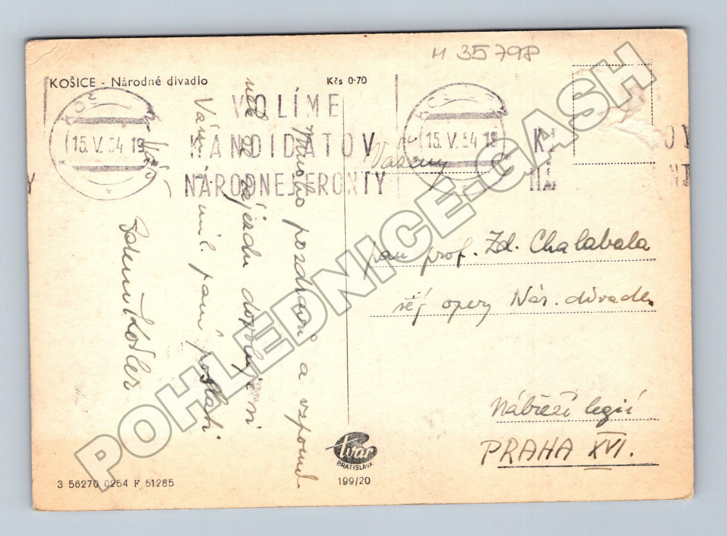 Pohlednice Slovensko Košice Národní divadlo 1954 (M35798)