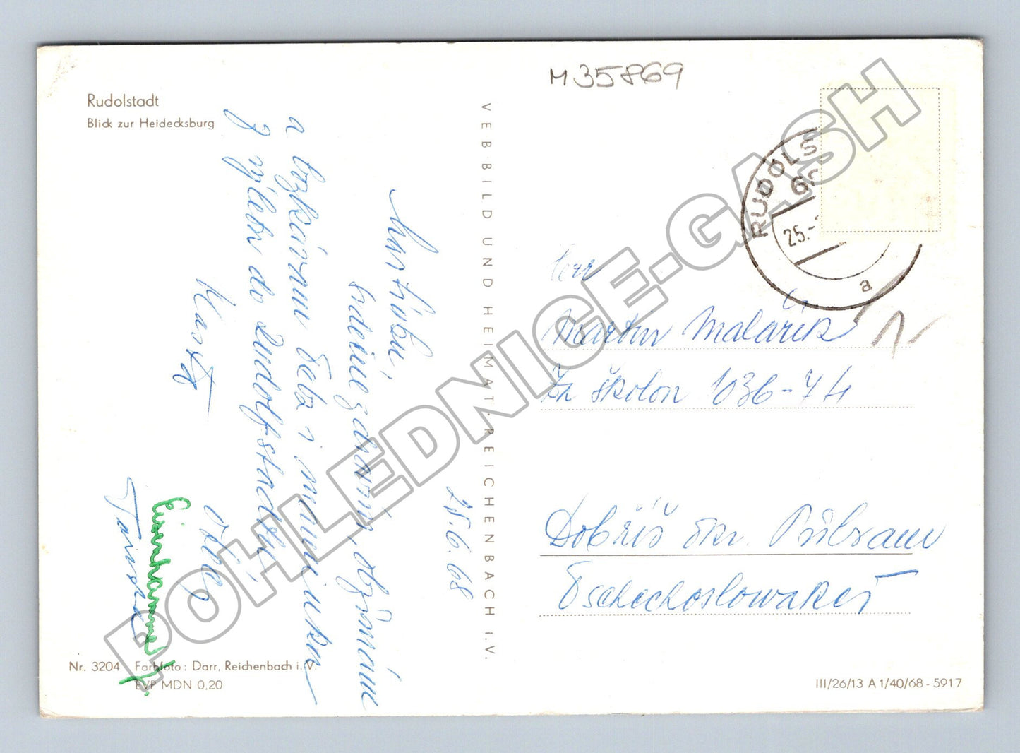 Pohlednice Německo Rudolstadt zámek Heidecksburg 1968 (M35869)