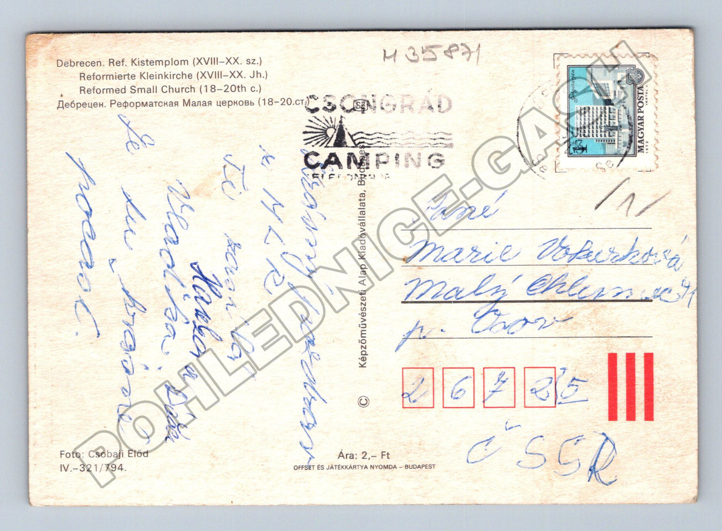 Pohlednice Maďarsko Debrecen Kistemplom ulice 1970s (M35871)