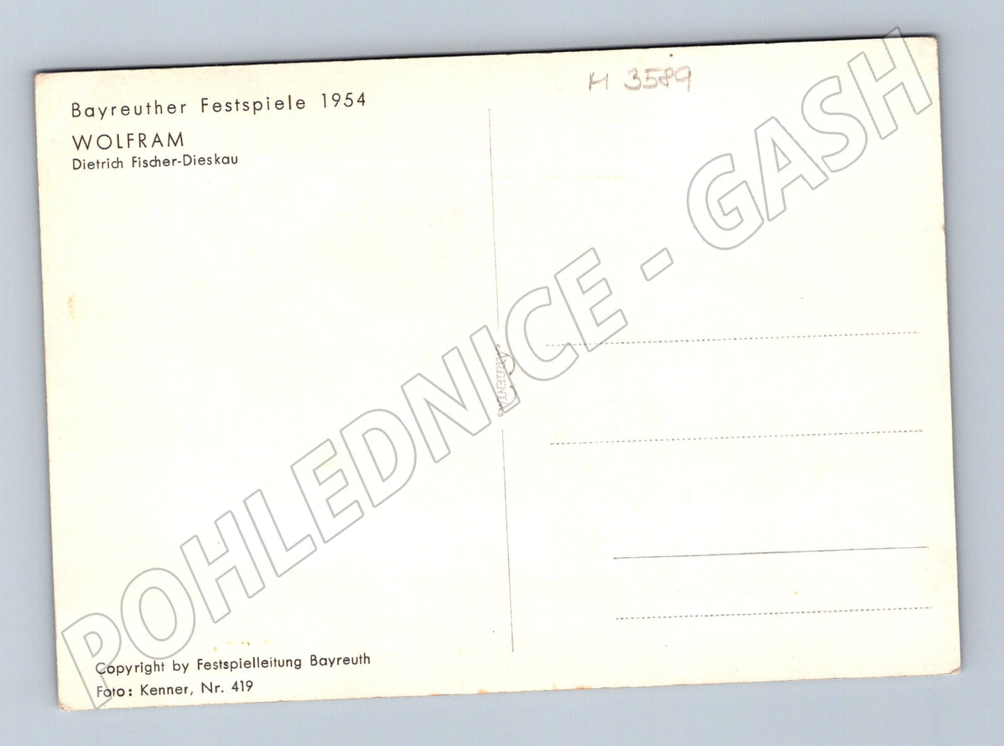 Pohlednice Bayreuth 1954 Fischer Dieskau Wolfram (M3589)