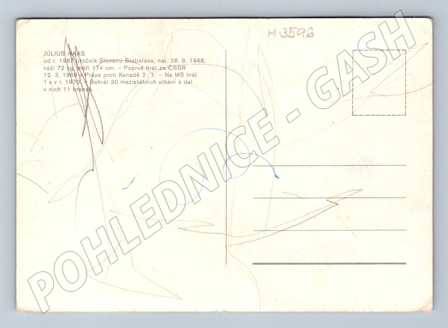 Pohlednice Július Haas hokej Slovan Bratislava (M3596)