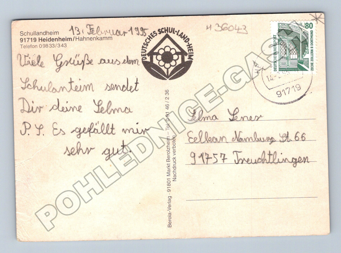 Pohlednice Německo Heidenheim Schullandheim 1995 (M36043)