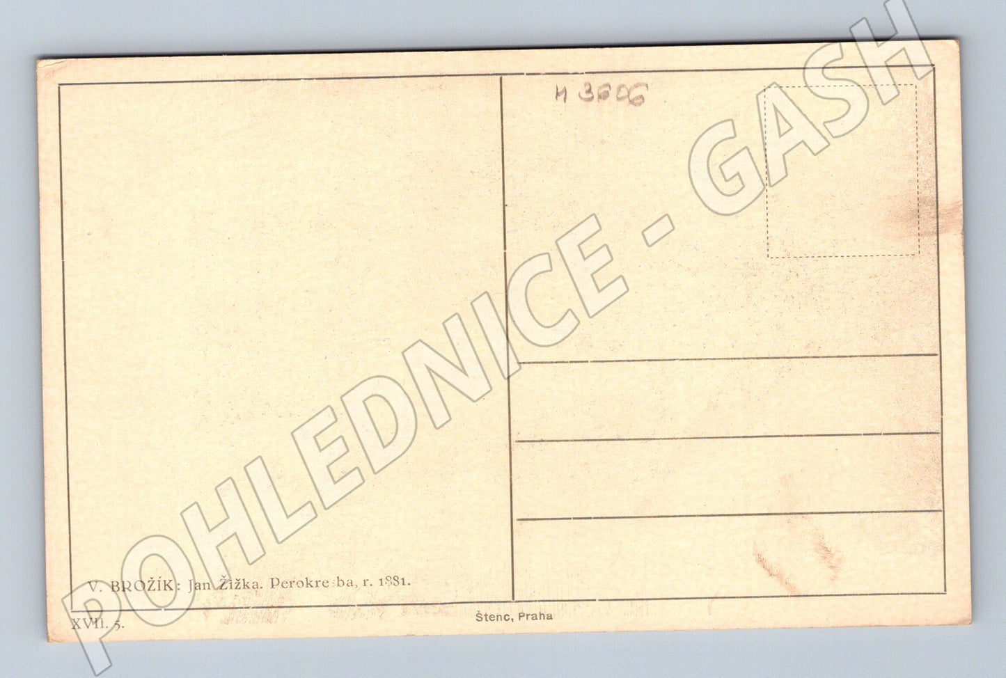 Pohlednice Jan Žižka perokresba V Brožík (M3606)