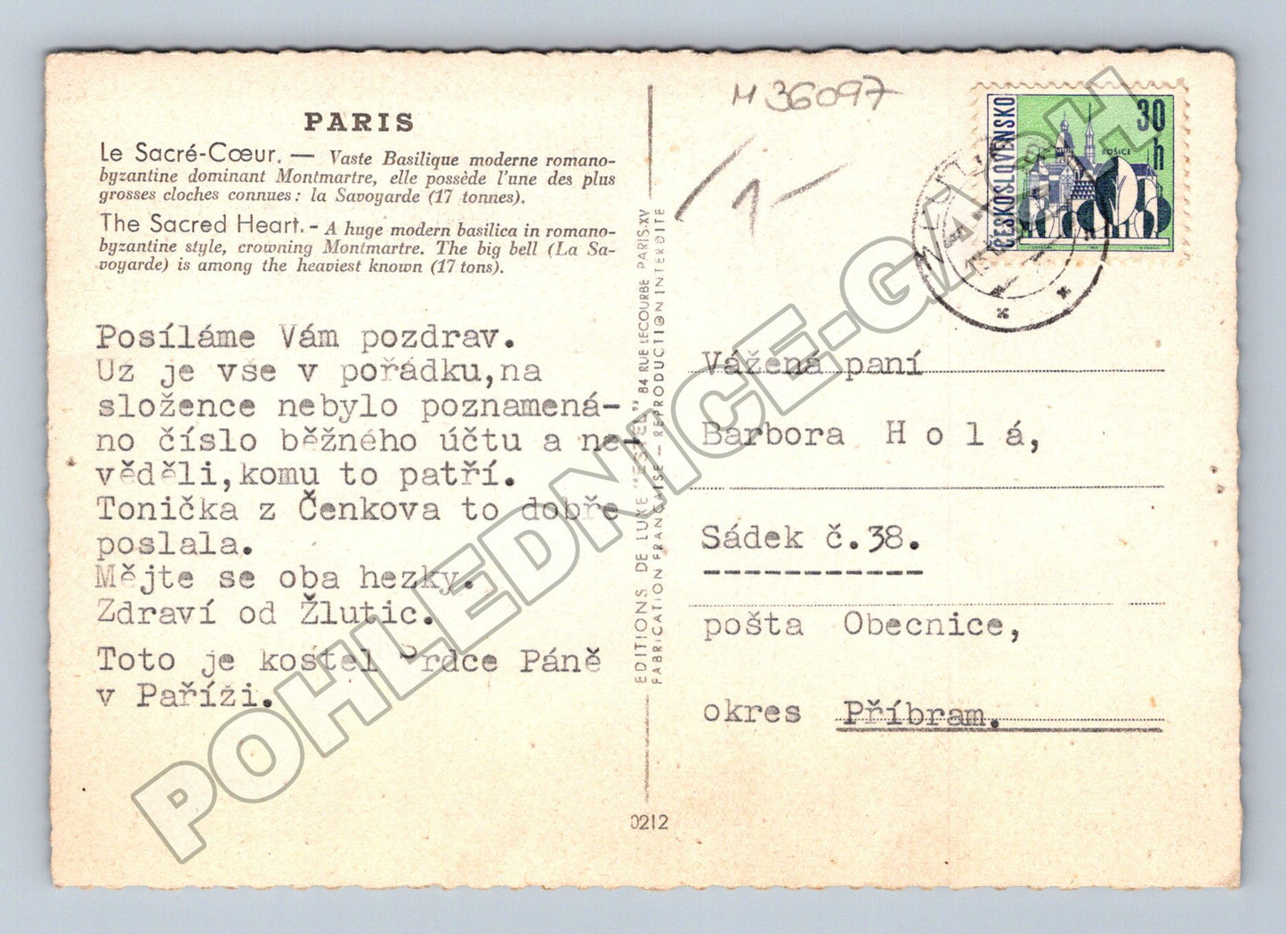 Pohlednice Francie Paříž Sacré-Cœur 1938 (M36097)