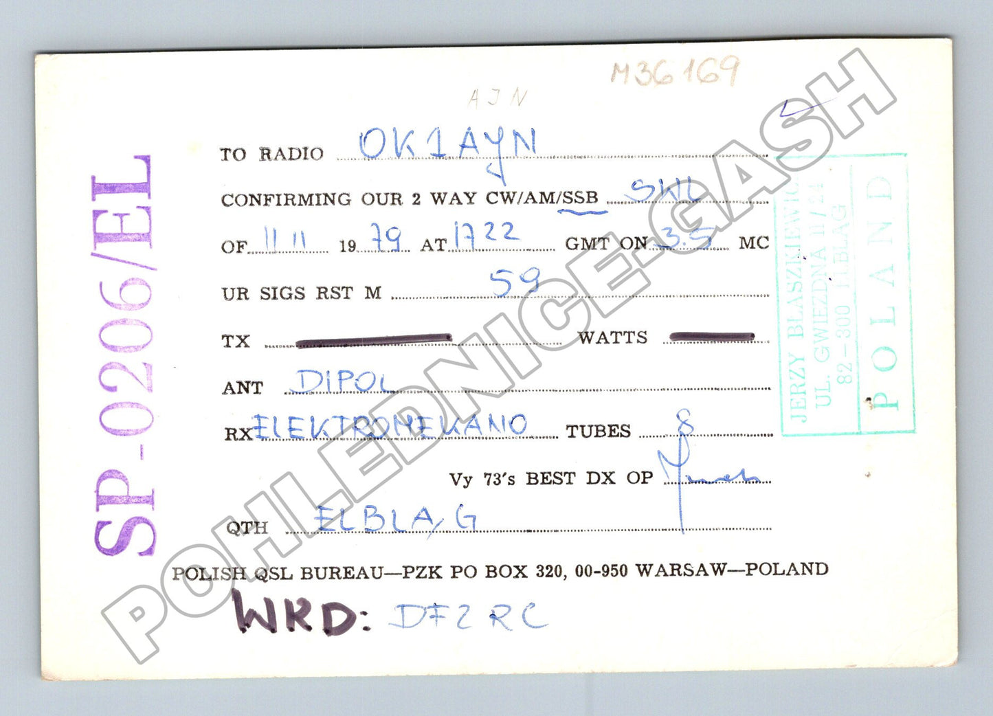 Pohlednice Polsko městské znaky QSL karta 1972 (M36169)