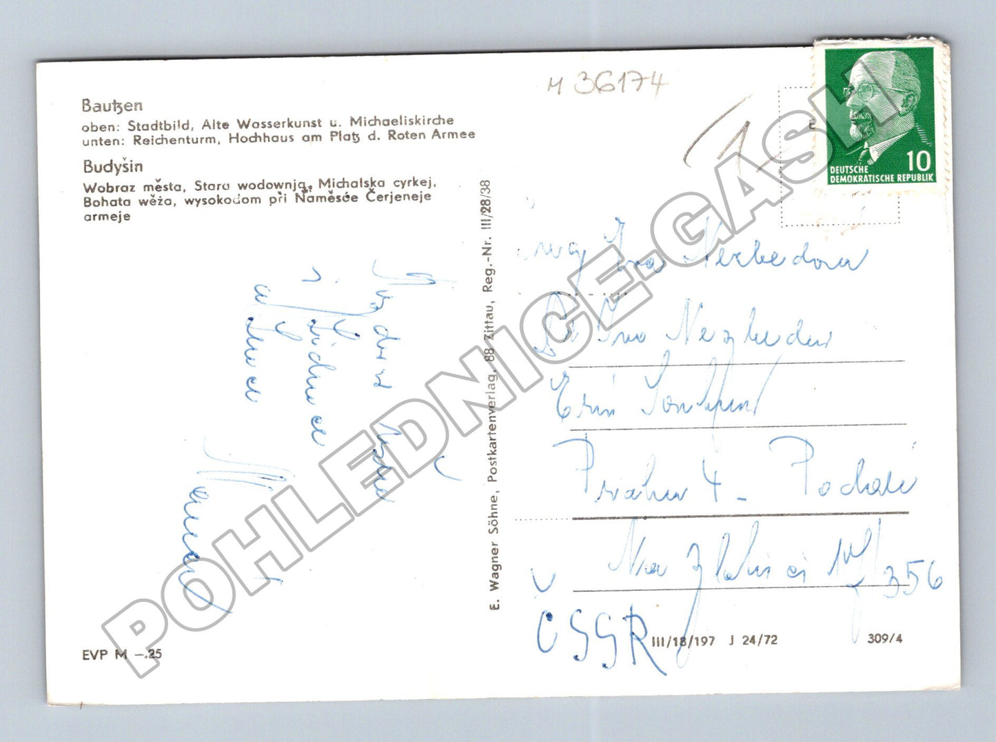 Pohlednice Nemecko Bautzen Budyšín panorama a ulice 1972 (M36174)