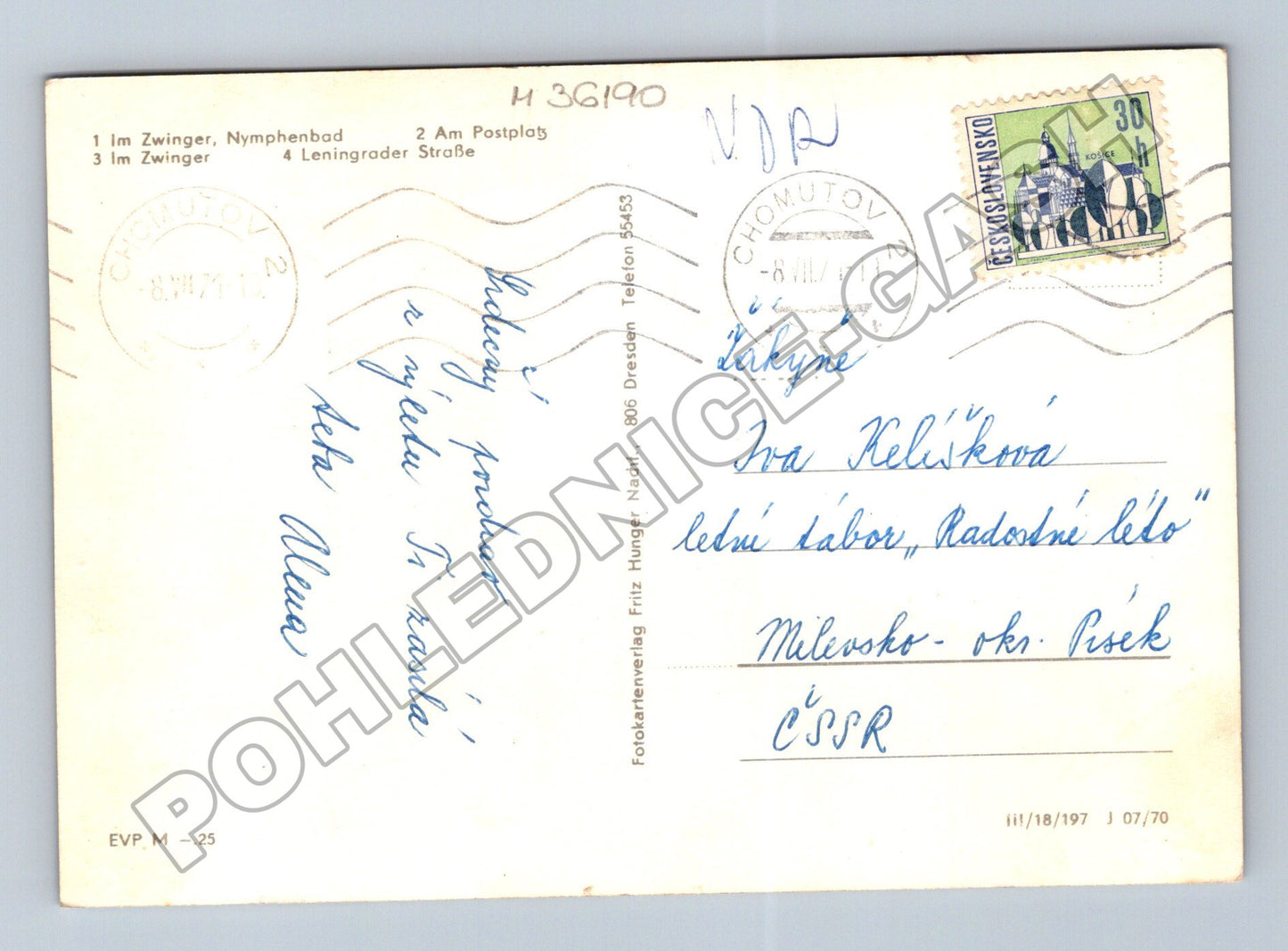 Pohlednice Německo Drážďany Zwinger ulice 1970 (M36190)