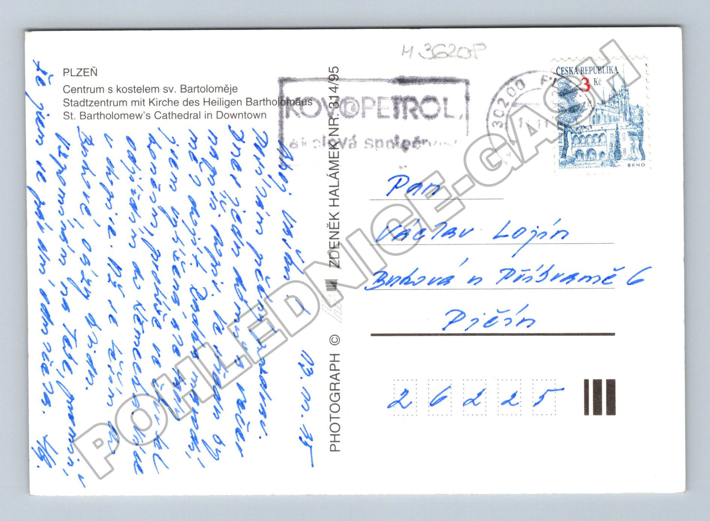 Pohlednice Plzeň Centrum s kostelem sv. Bartoloměje 1995 (M36208)