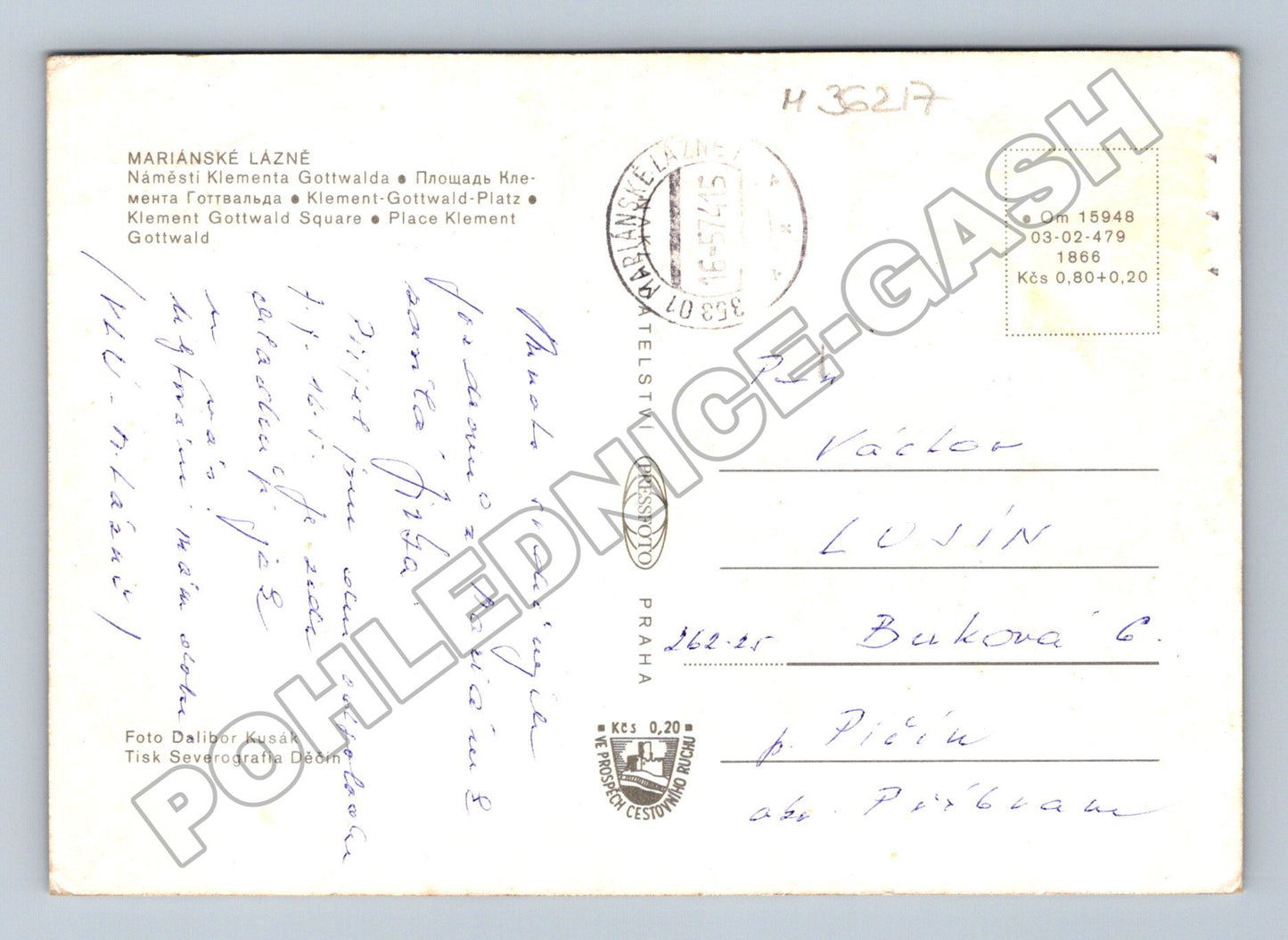 Pohlednice Mariánské Lázně Náměstí Klementa Gottwalda 1983 (M36217)