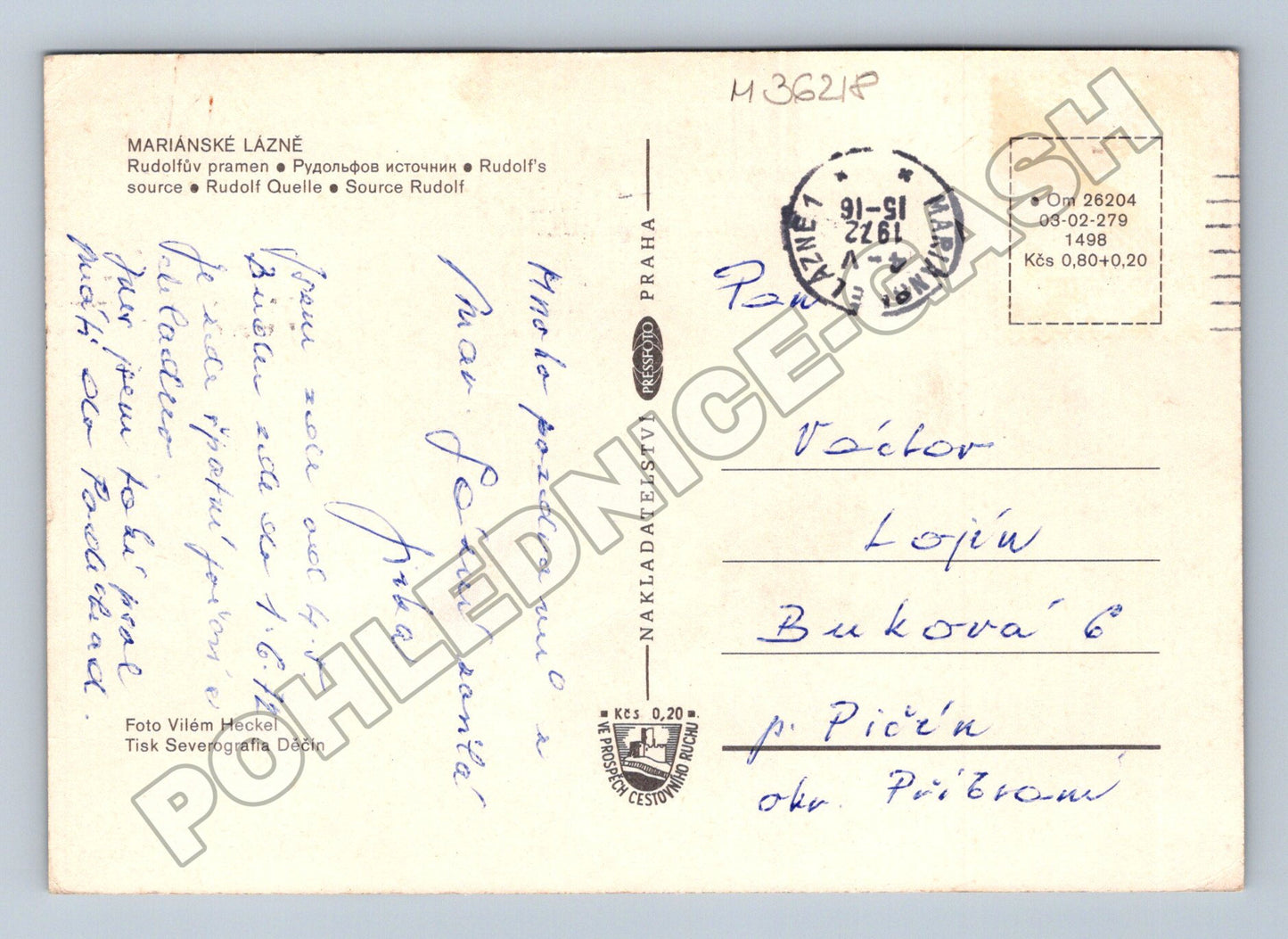 Pohlednice Mariánské Lázně Rudolfův pramen 1991 (M36218)