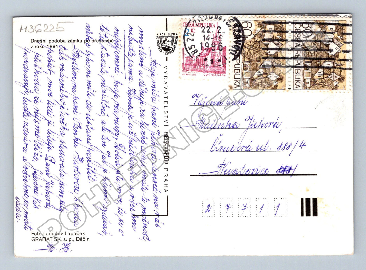 Pohlednice Zruč nad Sázavou zámek v zimě 1996 (M36225)