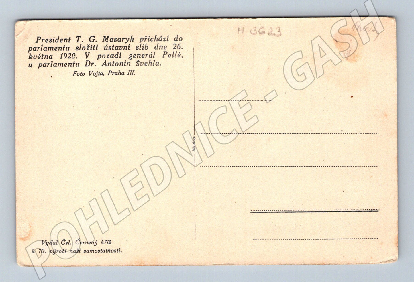 Pohlednice Masaryk 1920 Slib v parlamentu (M3623)