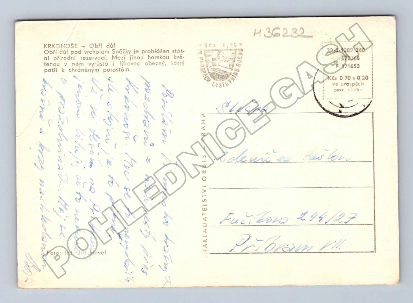 Pohlednice Krkonoše Obří důl zimní motiv 1989 (M36232)