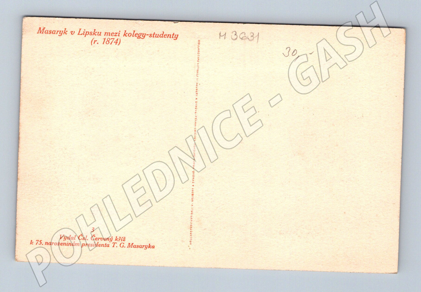 Pohlednice Masaryk Lipsko studenti 1874 (M3631)