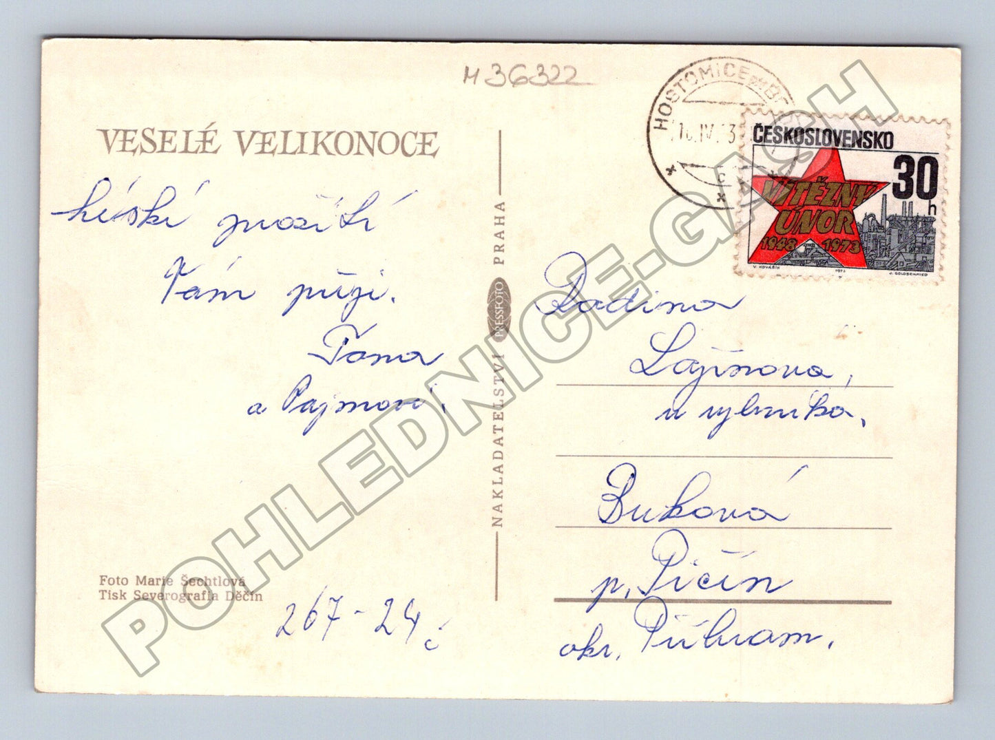 Pohlednice Velikonoce 1937 (M36322)