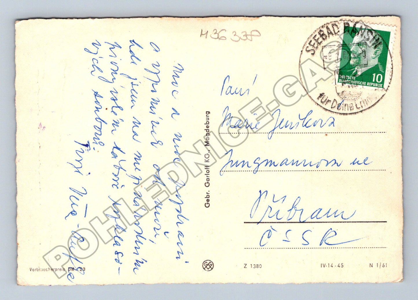 Pohlednice Německo Seebad Ransin loď na moři 1961 (M36338)