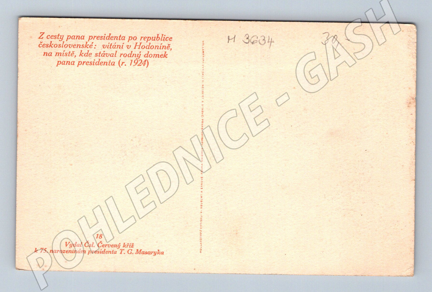 Pohlednice Masaryk v Hodoníně 1924 vítání (M3634)