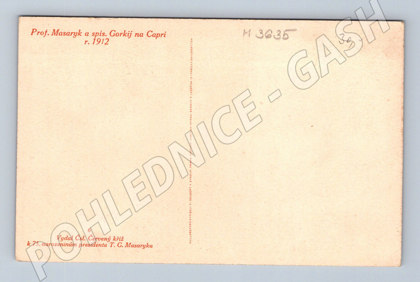 Pohlednice Masaryk a Gorkij Capri 1912 (M3635)