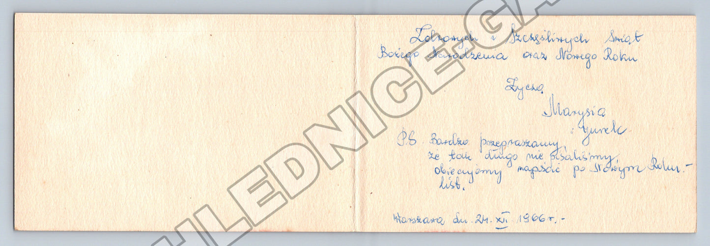 Pohlednice Polsko vánoční přání 1966 (M36352)