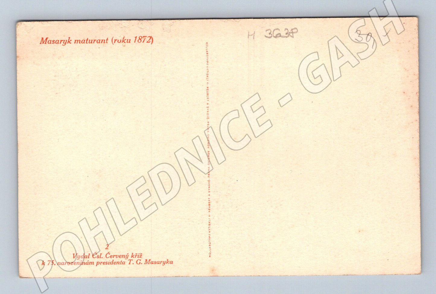 Pohlednice Masaryk maturant 1872 (M3638)