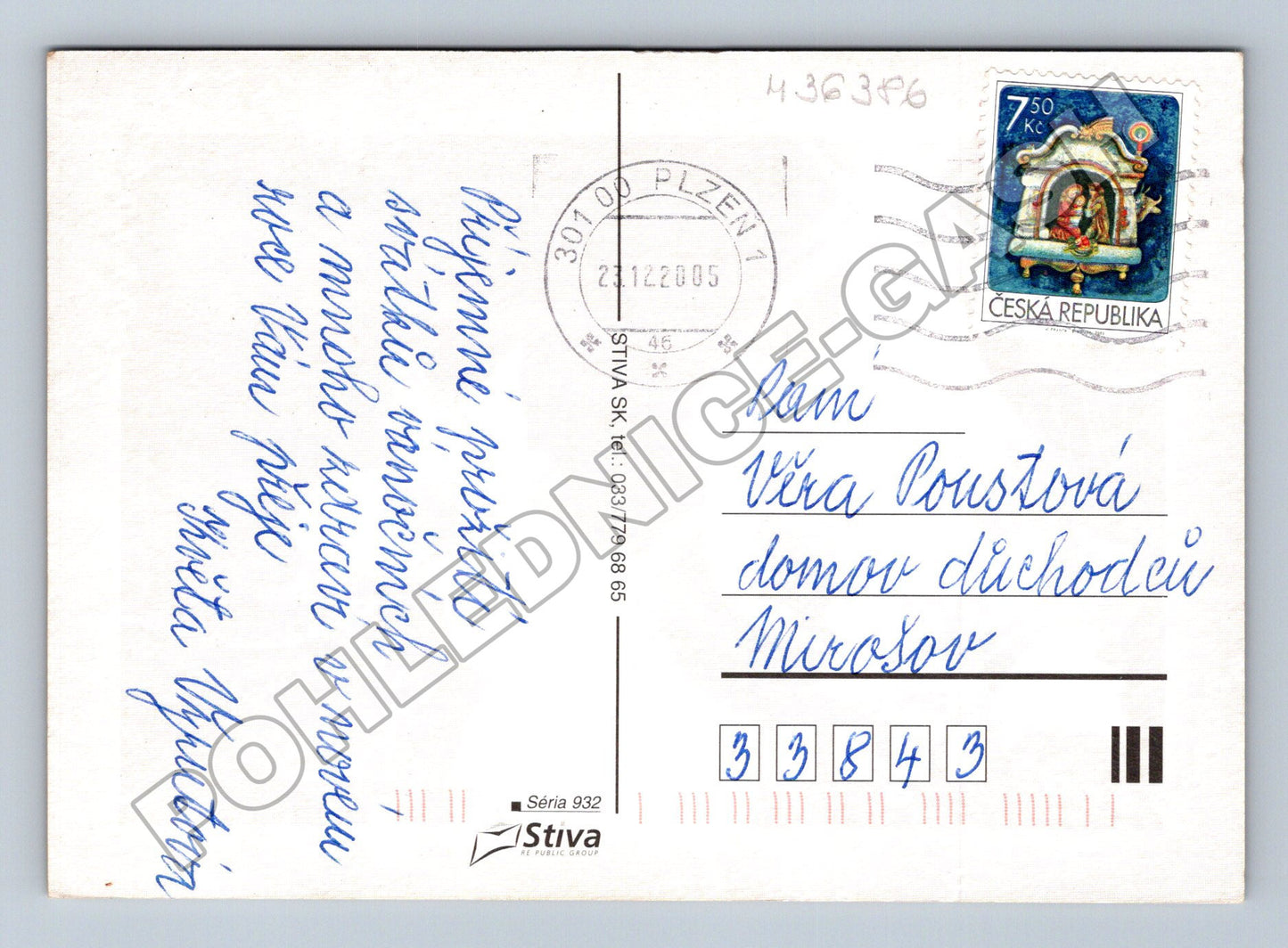 Pohlednice vánoční svíčky hvězdy 2005 (M36386)